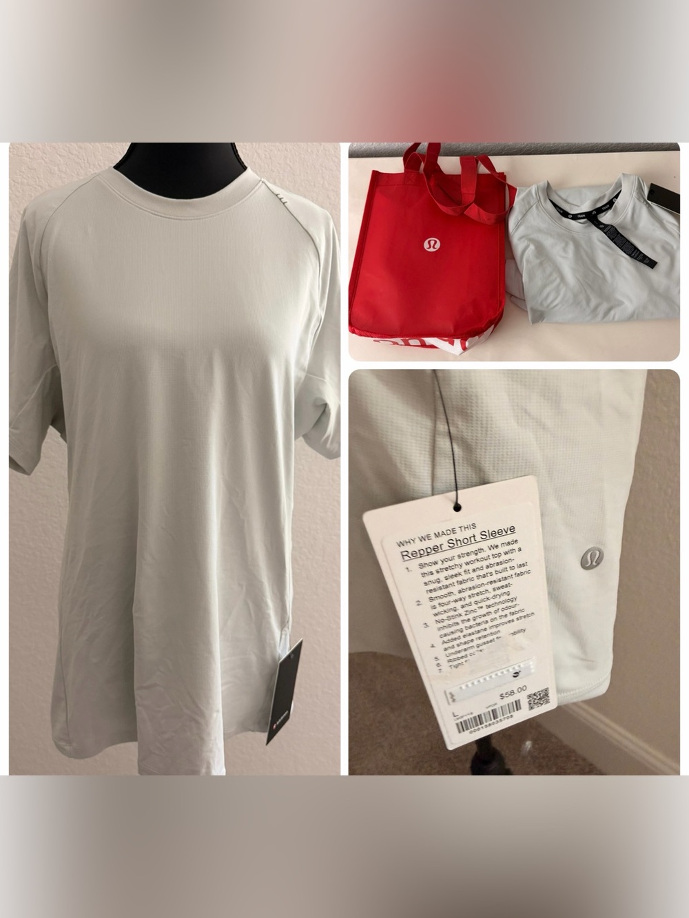 Lululemon Athletica Reper Short Sleeve Tee Light Gray|Men’s training shirt